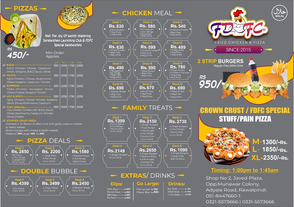 Menu Fdfc - Fast Food - Adyala Road Branch-1